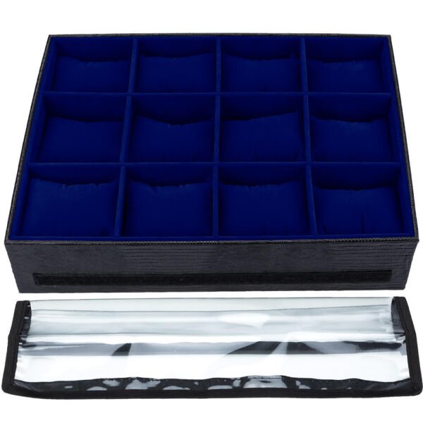 Caixa Porta Relógio Bandeja para Relógios Pulseiras Braceletes Azul Royal Kratos Embalagens