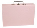 Maleta Media Simples Porta Joias Rosa Bebê com Rosa Claro Fechada Kratos Embalagens
